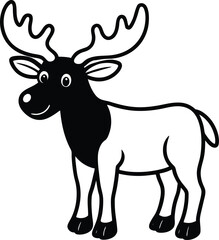 Coloring pages animals little cute Moose little vector illustration