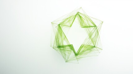 Abstract Green Geometric Star Shape on White Background