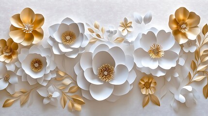 Elegant White and Gold Paper Flower Arrangement