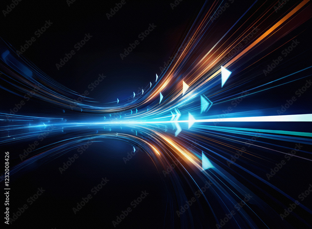 Aufkleber abstract image depicting vibrant, glowing streaks of light forming a dynamic, curved tunnel. arrows 