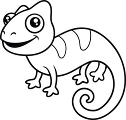 Little cute Chameleon smiles coloring page useful for kids