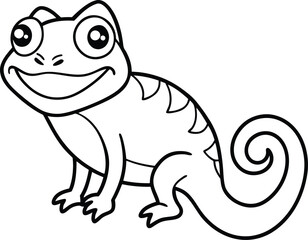 Little cute Chameleon smiles coloring page useful for kids