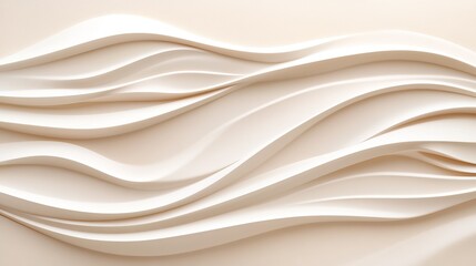 Elegant white abstract line art patterns on textured beige background with ample space for creative use. Generative AI
