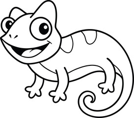 Little cute Chameleon smiles coloring page useful for kids