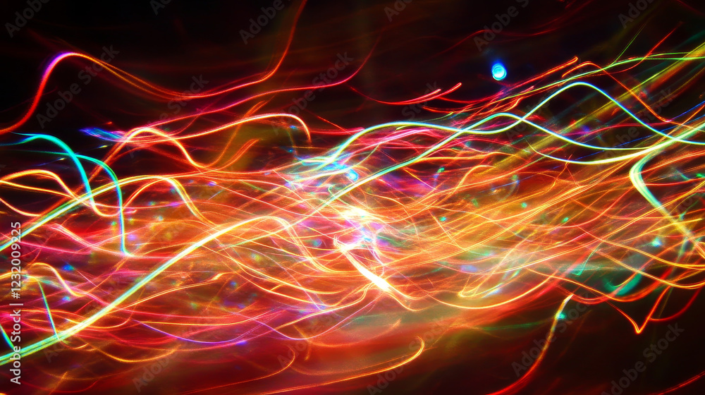 Poster neon white horizontal speed lines. laser lines of light. horizontal neon light. glowing stripes. las