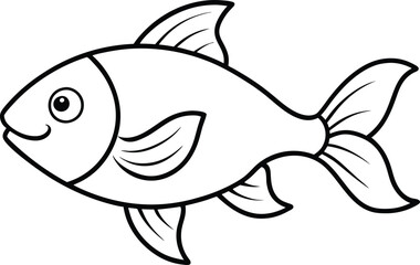 Little cute Fish smiles coloring page useful for kids.
