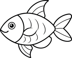 Little cute Fish smiles coloring page useful for kids.