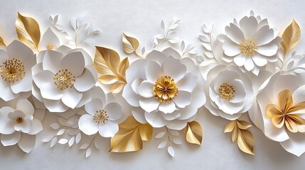 Elegant White and Gold Paper Flower Arrangement