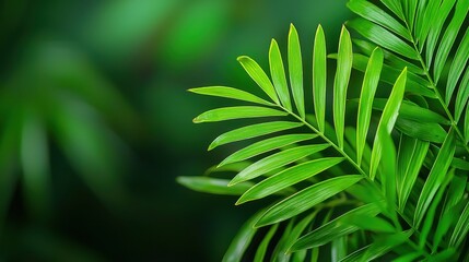 Lush Tropical Green Leaves on Blurred Background Evoking Calm and Serenity in Nature Photography