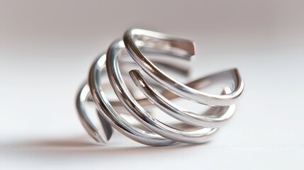 Fototapeta premium Flexible iron tube spiral spring on an abstract white background