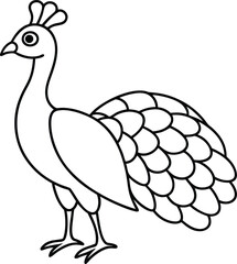 Peacock coloring page useful as coloring book for kids illustration
