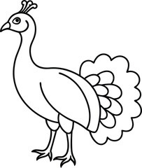Peacock coloring page useful as coloring book for kids illustration