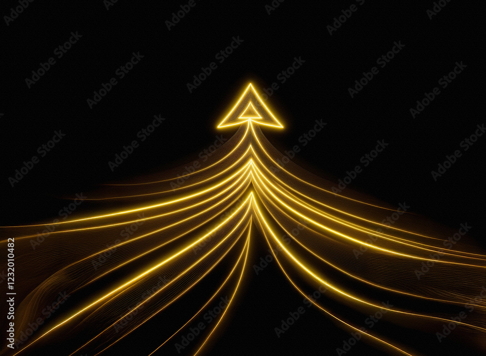 Poster golden, glowing lines converge into an upward-pointing arrow against a black background, symbolizing