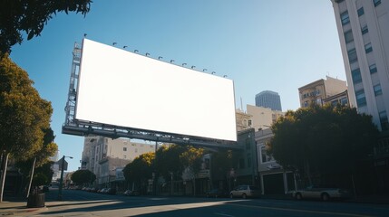 Fototapeta premium Blank White Billboard in Urban City Setting