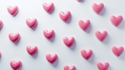 Obraz premium Pink Heart Pattern on White Background Romantic Valentine's Day Design
