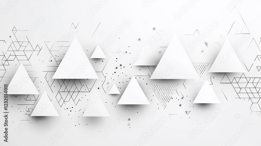 Poster Abstract geometric background with white triangles and lines.