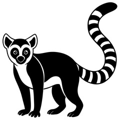 Cute Silhouette of a Lemur line art vector cartoon illustration