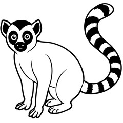 Obraz premium Cute Silhouette of a Lemur line art vector cartoon illustration