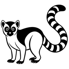Fototapeta premium Cute Silhouette of a Lemur line art vector cartoon illustration