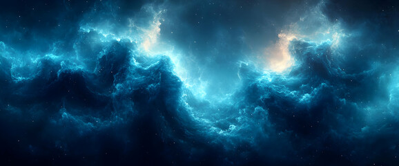 Obraz premium Luminous Blue Nebula in Dark Space