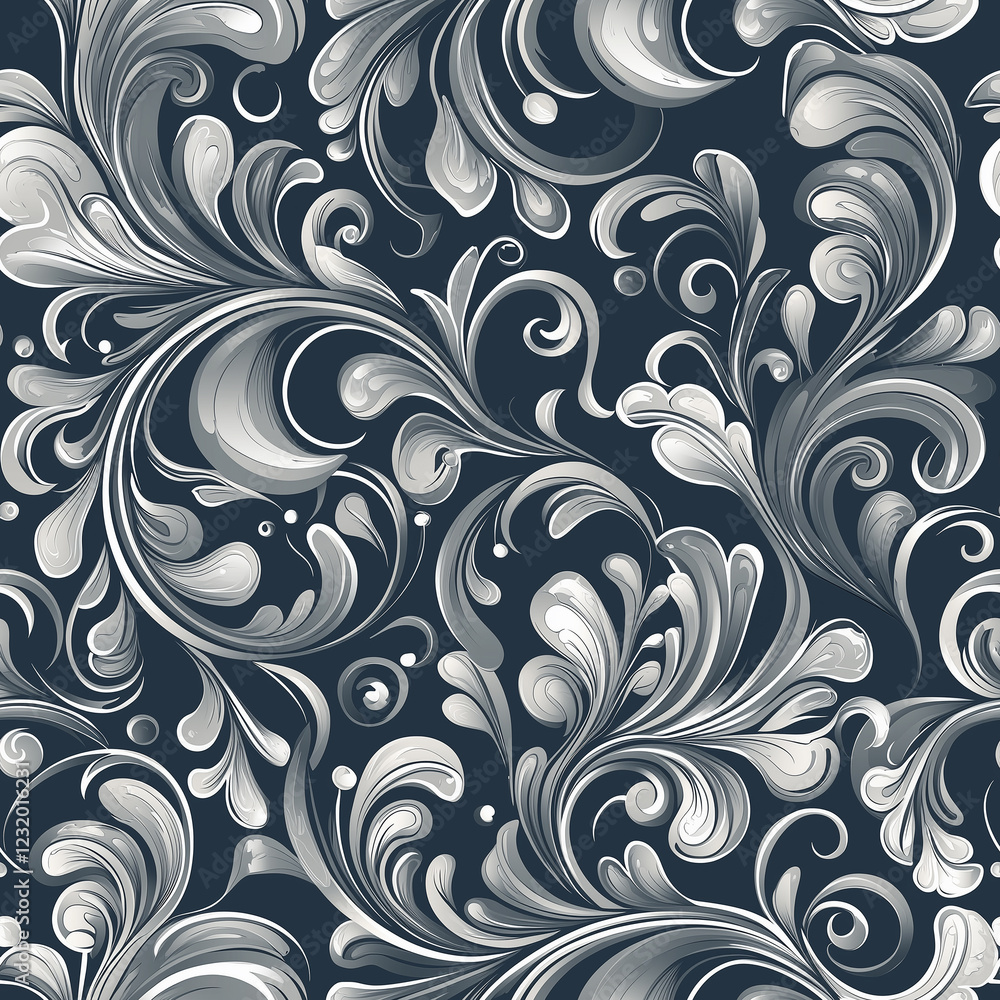 Poster elegant damask seamless pattern motif textile design soft color palette decorative art close-up cont