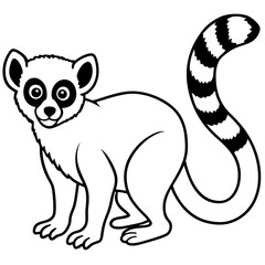 Fototapeta premium Cute Silhouette of a Lemur line art vector cartoon illustration