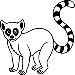 Obraz premium Cute Silhouette of a Lemur line art vector cartoon illustration