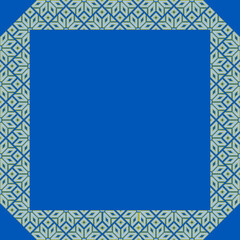 Vector illustration frame for text of Ukrainian ornament in ethnic style, identity, vyshyvanka, embroidery for print clothes, websites, banners. Background. Geometric design, border, copy space, frame