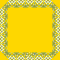 Vector illustration frame for text of Ukrainian ornament in ethnic style, identity, vyshyvanka, embroidery for print clothes, websites, banners. Background. Geometric design, border, copy space, frame