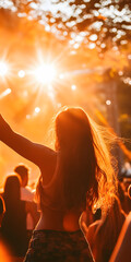 Person Celebrating Under Bright Sunlight