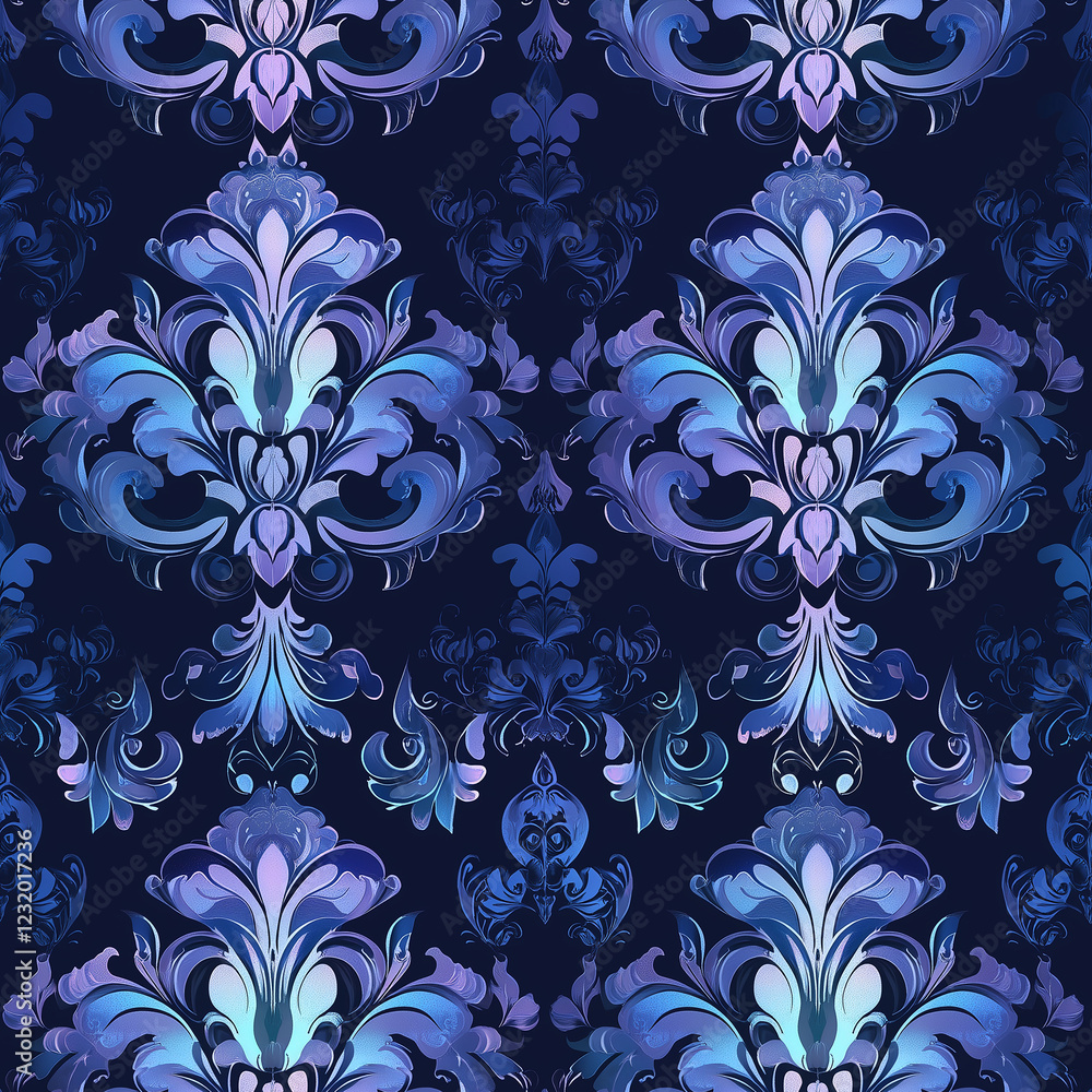 Poster intricate damask seamless pattern motif design digital textile creation elegant home decor vibrant c