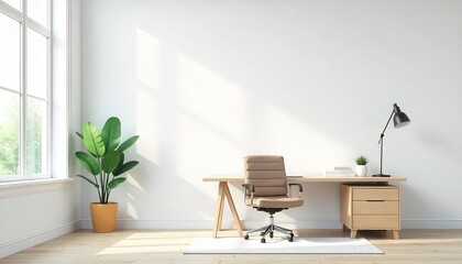 Modern workspace design home office interior photography bright environment minimalist viewpoint productivity concept
