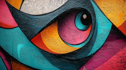 Close-Up of Colorful Street Art Graffiti Highlighting Intricate Design Elements in Vibrant Colors and Textures