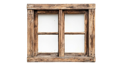 Old wooden window frame isolated on transparent background