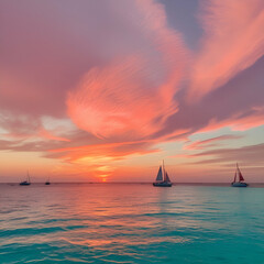 Fototapeta premium yachet in the sunset ai image
