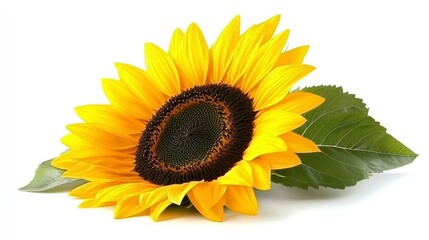 Obraz premium Close-Up of a Ripe Sunflower Isolated on a White Background for Artistic and Decorative Use