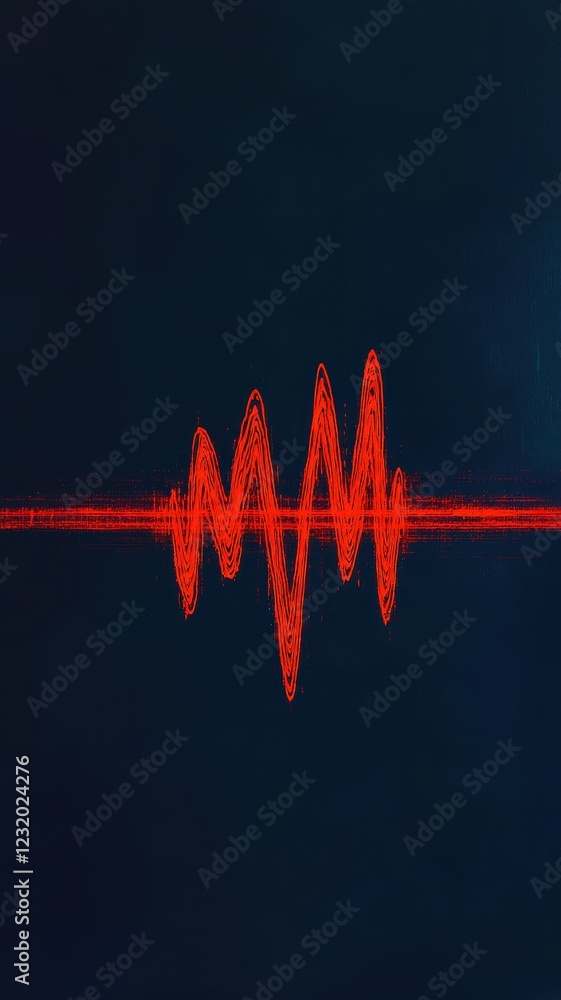 Poster abstract red waveform pattern digital audio signal sound wave visualization technology background