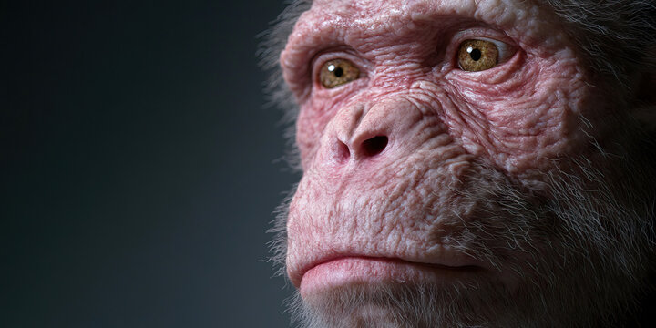 Close-up of Primate Face with Detailed Skin Texture
