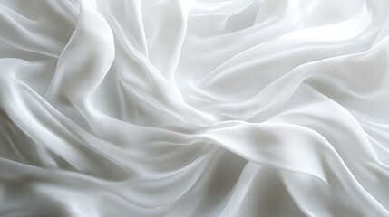 Fototapeta premium White silk fabric, soft folds, studio shot, elegant background