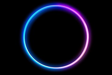 Obraz premium Vibrant neon circle frame on black background.