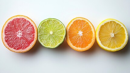 Fresh Citrus Fruit Slices Isolated on Light Background for Healthy Lifestyle and Culinary Uses