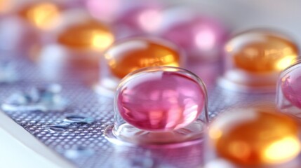 Close-up of Colorful Capsules in Blister Pack