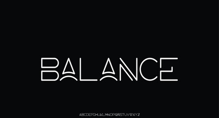 Futuristic display font design, alphabet, character set, typography, letters and numbers
