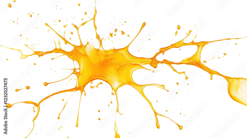 Poster orange juice splashing with transparent background