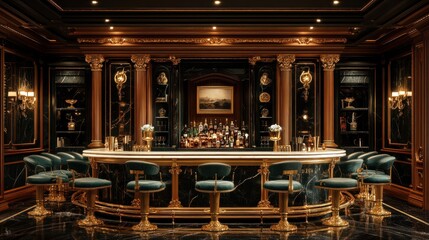 Luxurious hotel bar, opulent interior, night (1)