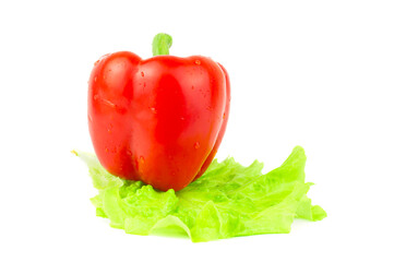 Red bell pepper isolated on white background.