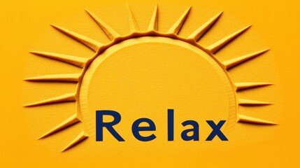 Fototapeta premium Bright Yellow Background with Sun Design and Relax Text for Wellness