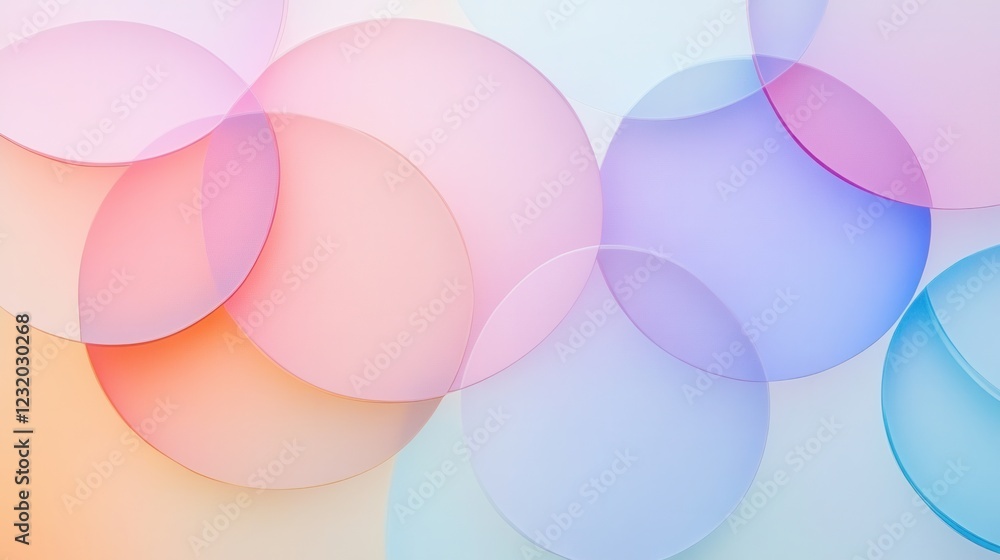 Poster interlocking circles in soft pastel hues, elegant design featuring overlapping circles, perfect for 