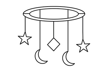 Moon continuous one line drawing of simple vector illustration