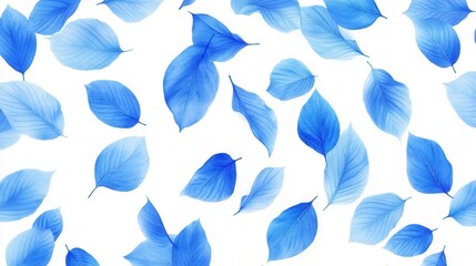 Blue foliage pattern on white, seamless design, vibrant and fresh, ideal for backgrounds and textile designs, transparent PNG format
